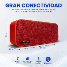Bocina Vorago Bsp-150 2.0, Usb, Bt, Inalámbrico Y Alámbrico, Universal, Rojo